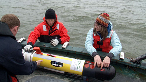 AUV deployment in the Columbia River.